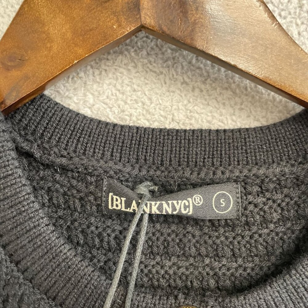 NEW [BLANKNYC] Women's Size S Black Sleeveless Knit Vest Cardigan Gold Buttons - Picture 4 of 10